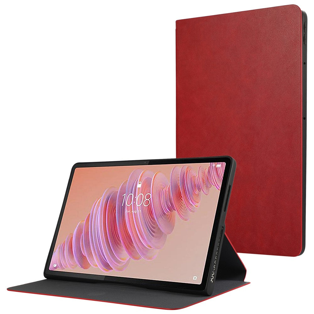 For Lenovo Tab Plus Shockproof Case PU Leather Tablet Cover with Stand - Red