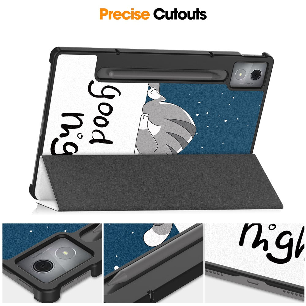 For Lenovo Xiaoxin Pad Pro 12.7 inch Case Pattern Print Leather Stand Tablet Cover - Cat