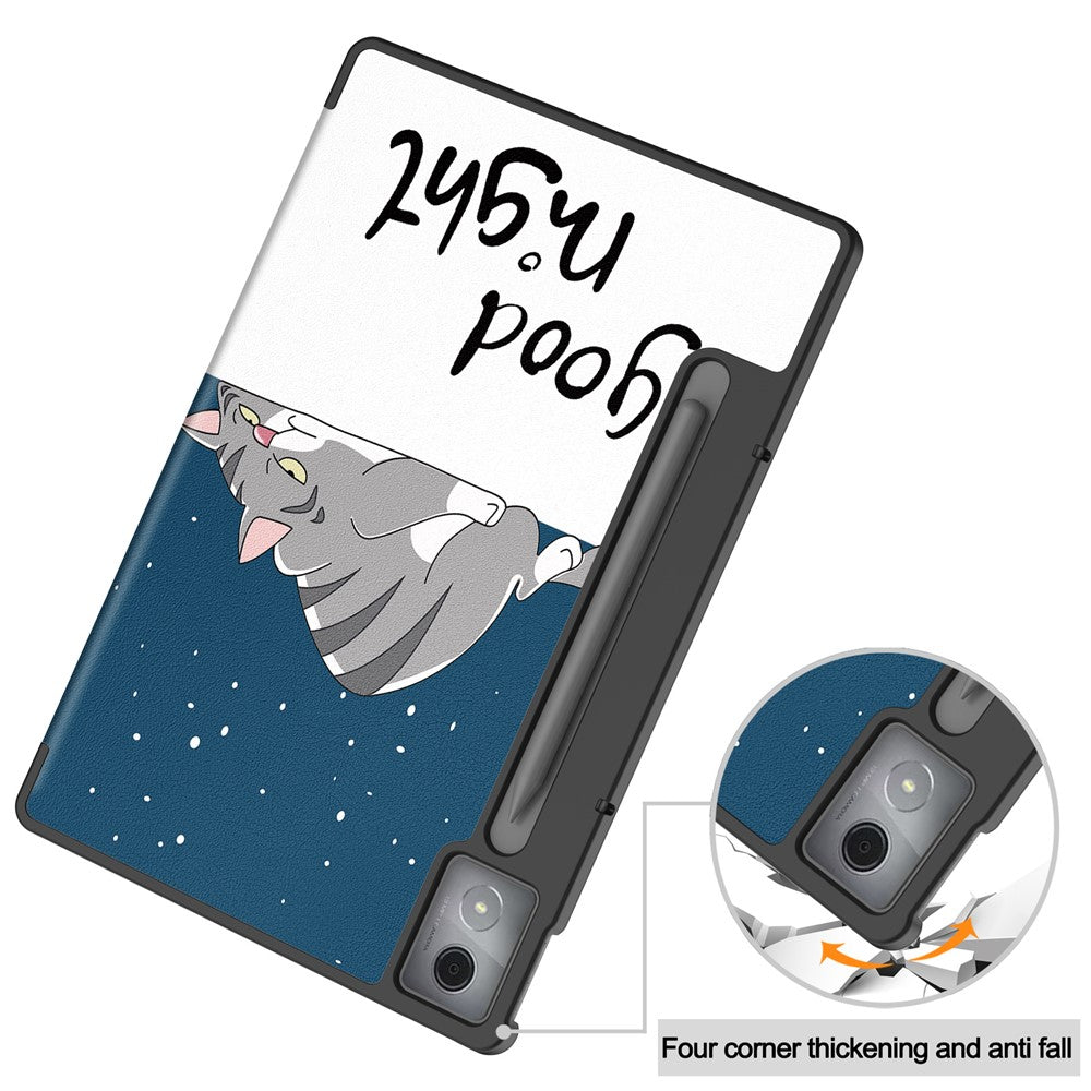 For Lenovo Xiaoxin Pad Pro 12.7 inch Case Pattern Print Leather Stand Tablet Cover - Cat