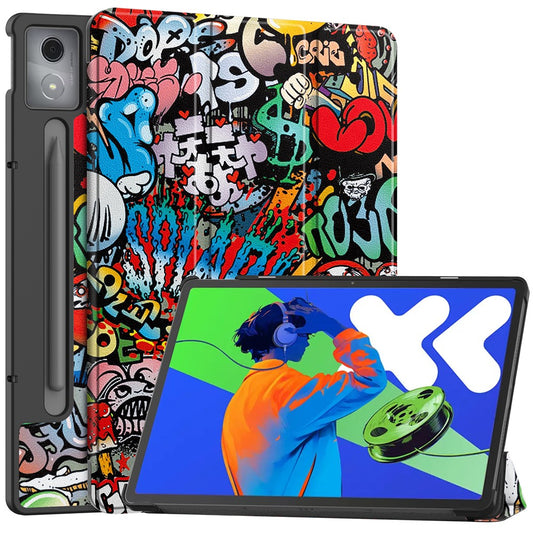 For Lenovo Xiaoxin Pad Pro 12.7 inch Case Pattern Print Leather Stand Tablet Cover - Graffiti