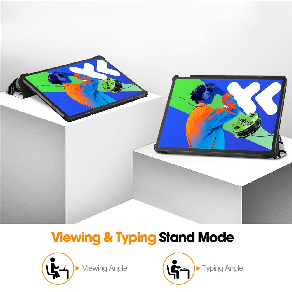 For Lenovo Xiaoxin Pad Pro 12.7 inch Case Pattern Print Leather Stand Tablet Cover - Graffiti