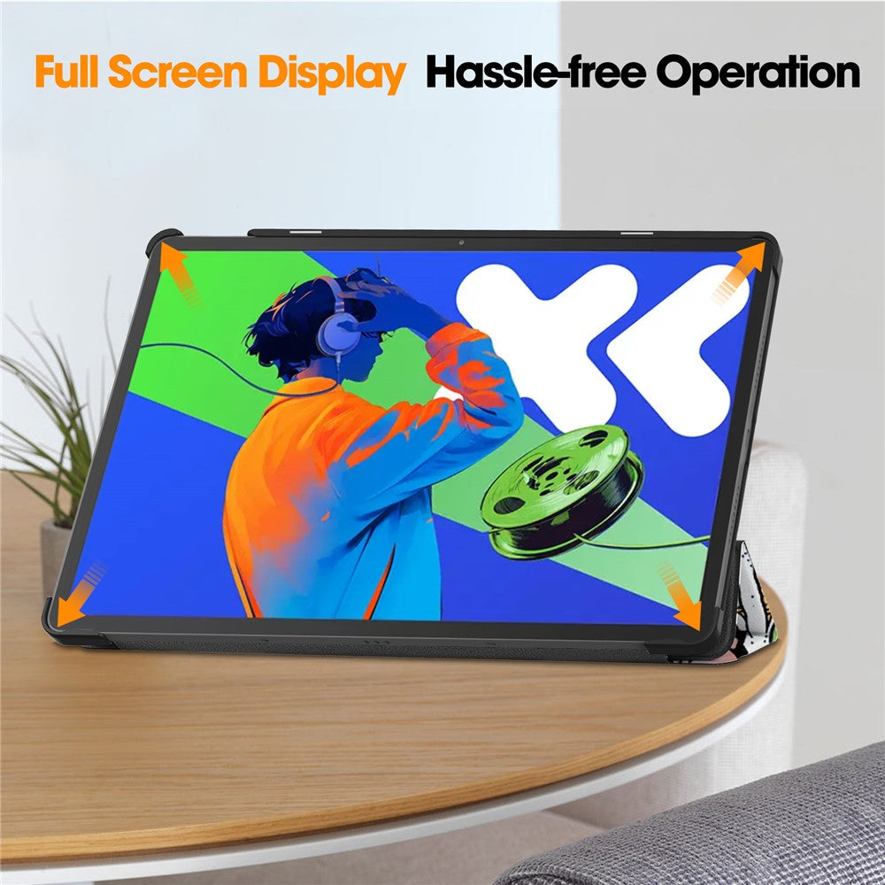 For Lenovo Xiaoxin Pad Pro 12.7 inch Case Pattern Print Leather Stand Tablet Cover - Graffiti