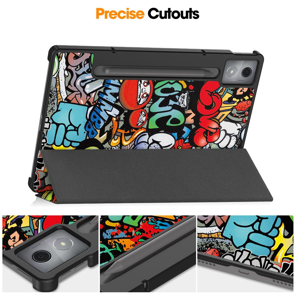 For Lenovo Xiaoxin Pad Pro 12.7 inch Case Pattern Print Leather Stand Tablet Cover - Graffiti