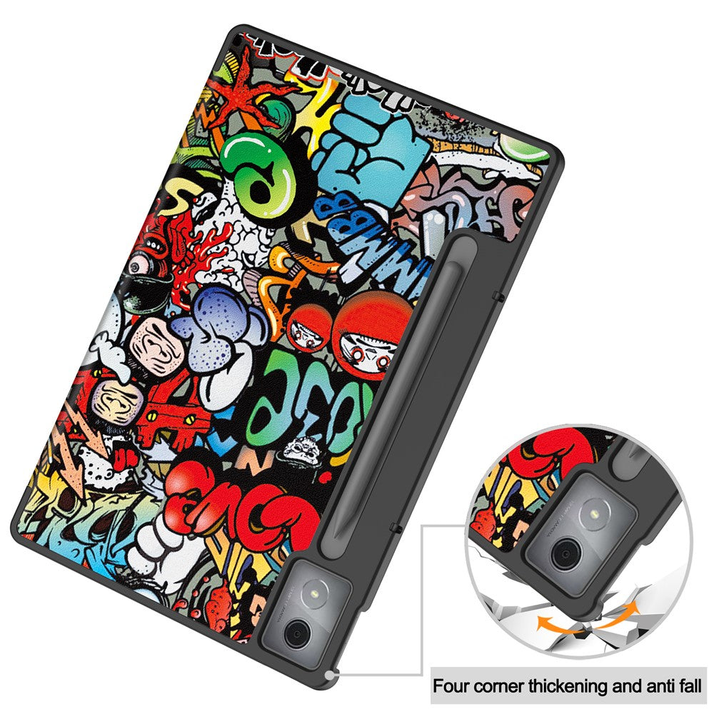 For Lenovo Xiaoxin Pad Pro 12.7 inch Case Pattern Print Leather Stand Tablet Cover - Graffiti
