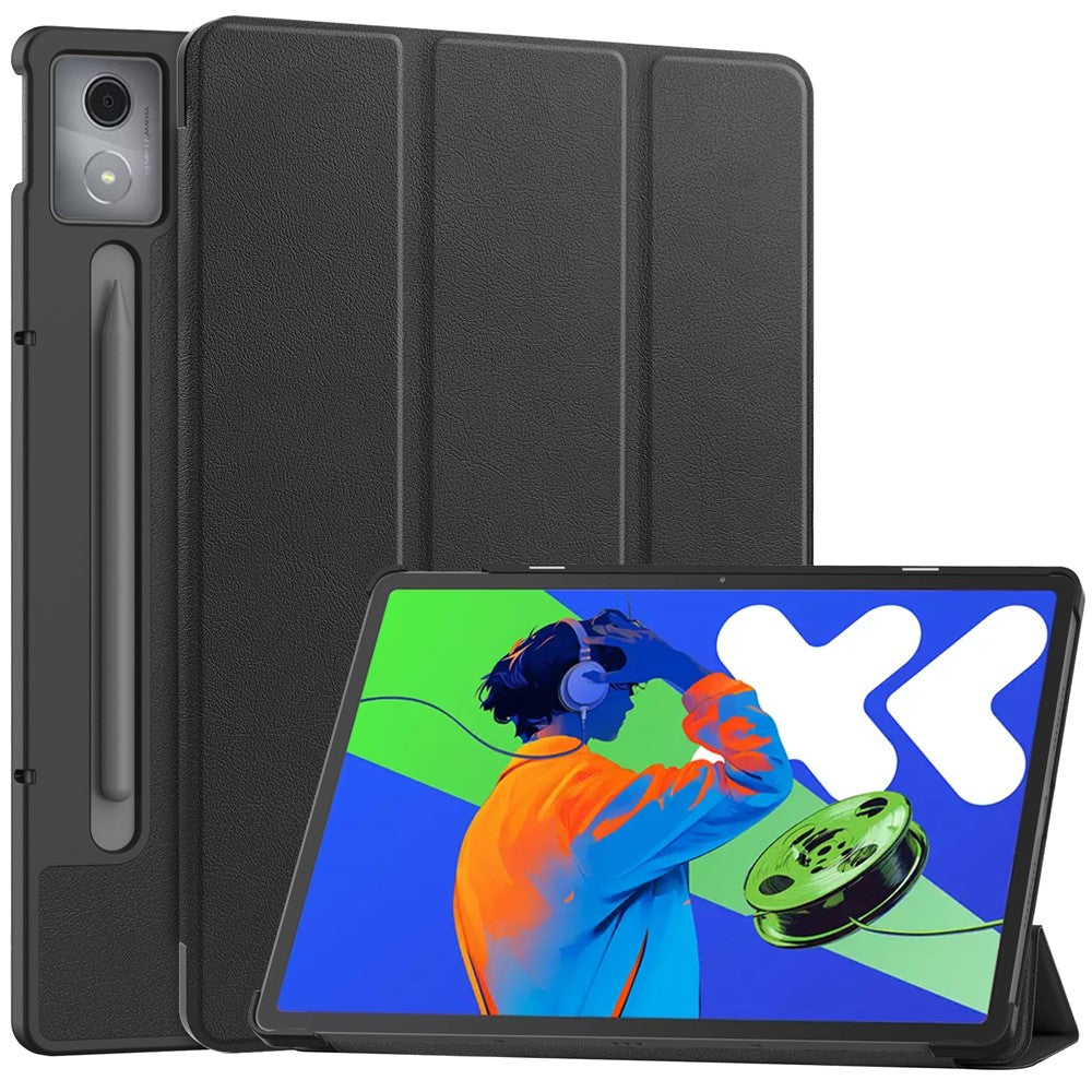 For Lenovo Xiaoxin Pad Pro 12.7 inch Case Anti-Drop Leather Stand Tablet Cover - Black