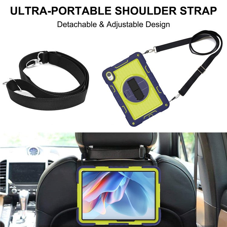 For Huawei MatePad 11.5 S Case Silicone+PC Kickstand Tablet Cover with Shoulder Strap - Navy Blue+Green