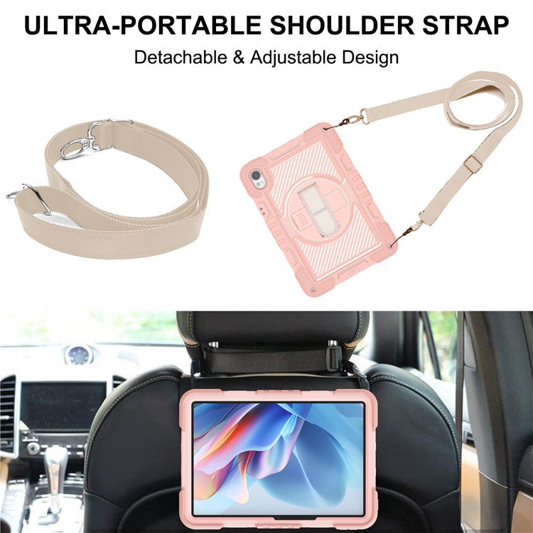 For Huawei MatePad 11.5 S Case Silicone+PC Kickstand Tablet Cover with Shoulder Strap - Rose Gold