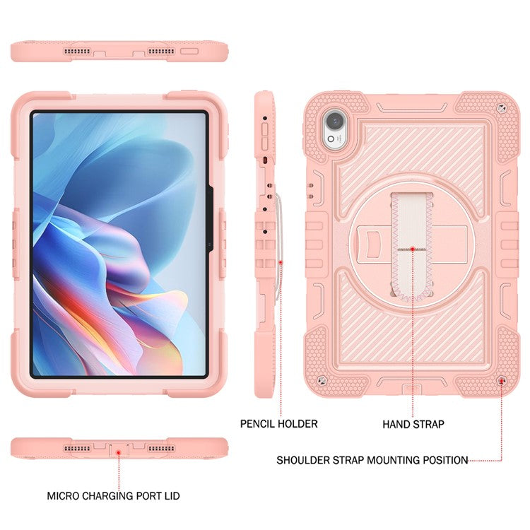 For Huawei MatePad 11.5 S Case Silicone+PC Kickstand Tablet Cover with Shoulder Strap - Rose Gold