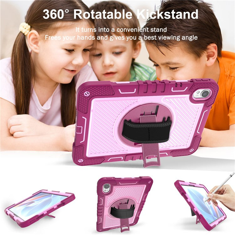 For Huawei MatePad 11.5 S Case Silicone+PC Kickstand Tablet Cover with Shoulder Strap - Rose+Pink