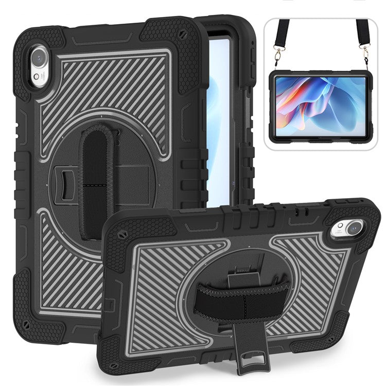 For Huawei MatePad 11.5 S Case Silicone+PC Kickstand Tablet Cover with Shoulder Strap - Black