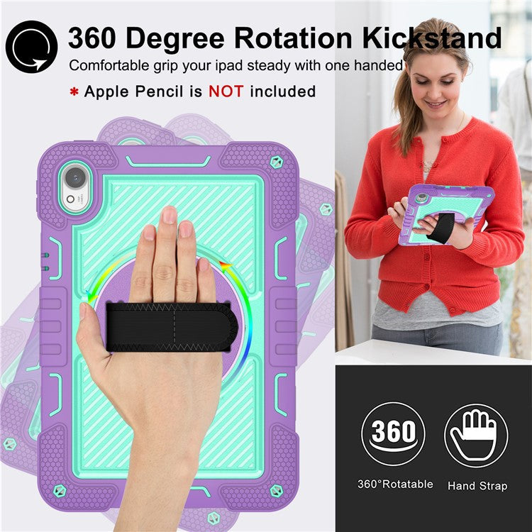 For Huawei MatePad 11.5 S Case Silicone+PC Kickstand Tablet Cover with Shoulder Strap - Purple+Cyan Green
