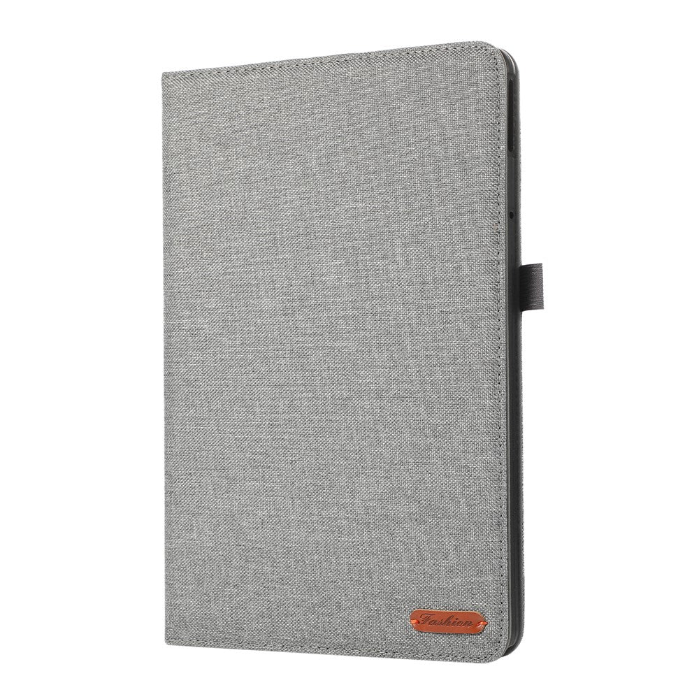 For Lenovo Tab M11 Plus Leather Case Card Holder Cloth Texture Tablet Stand Cover - Grey