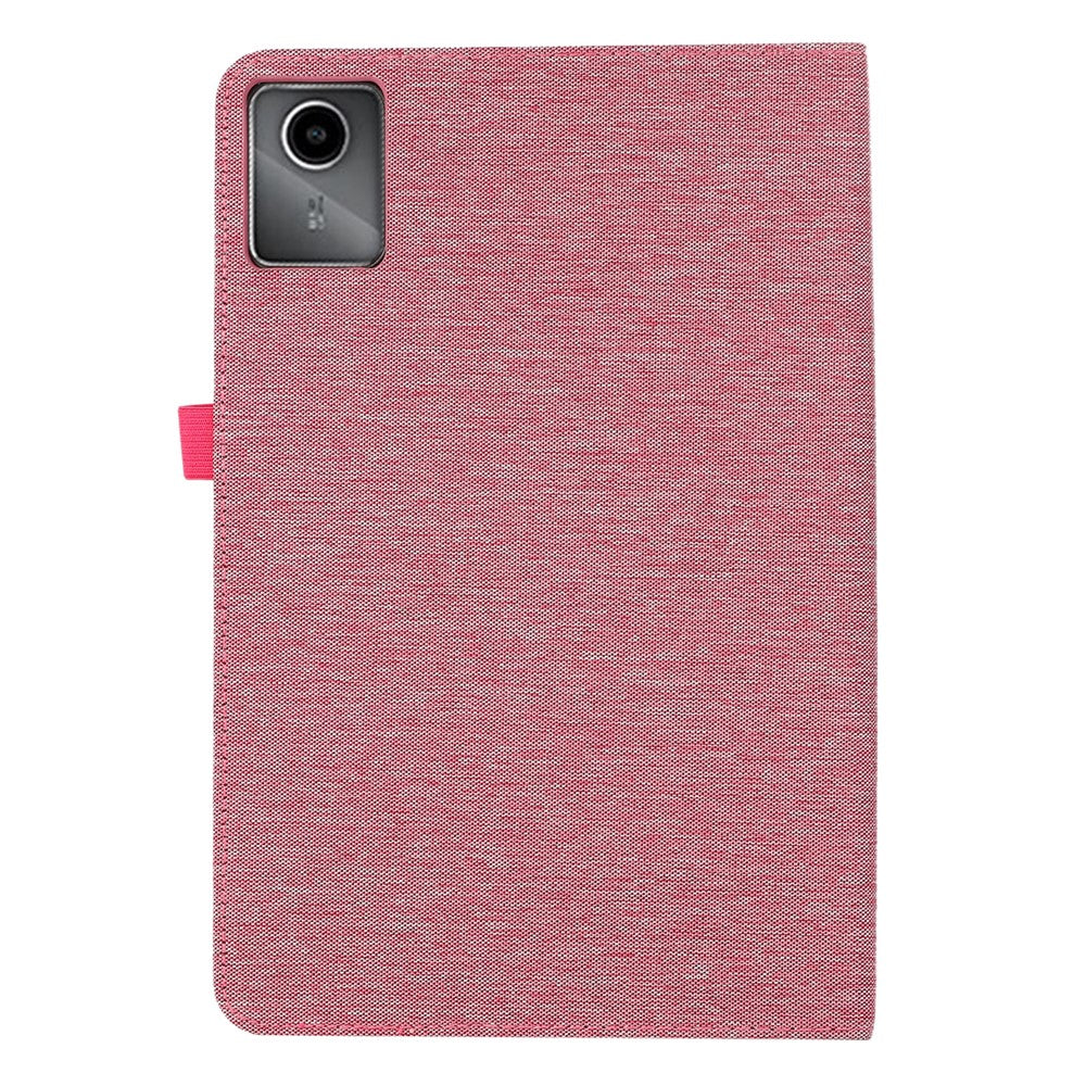 For Lenovo Tab M11 Plus Leather Case Card Holder Cloth Texture Tablet Stand Cover - Pink