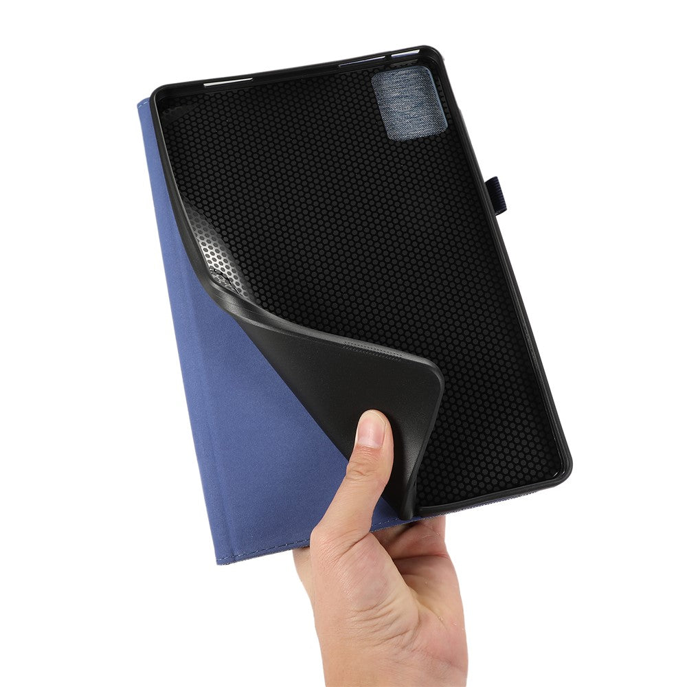 For Lenovo Tab M11 Plus Leather Case Card Holder Cloth Texture Tablet Stand Cover - Blue