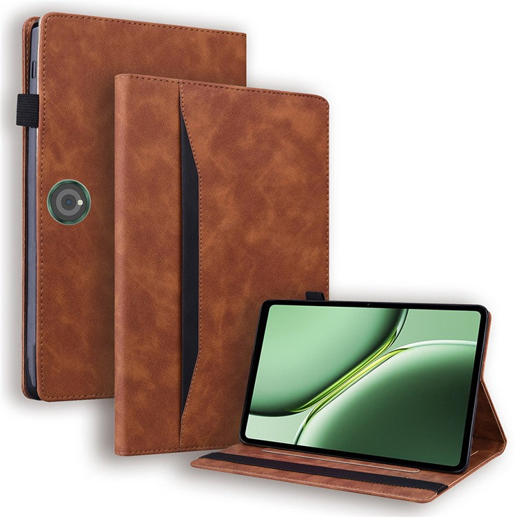 For OnePlus Pad 2 / Pad Pro Case PU Leather Business Folio Protective Tablet Cover Card Holder - Brown