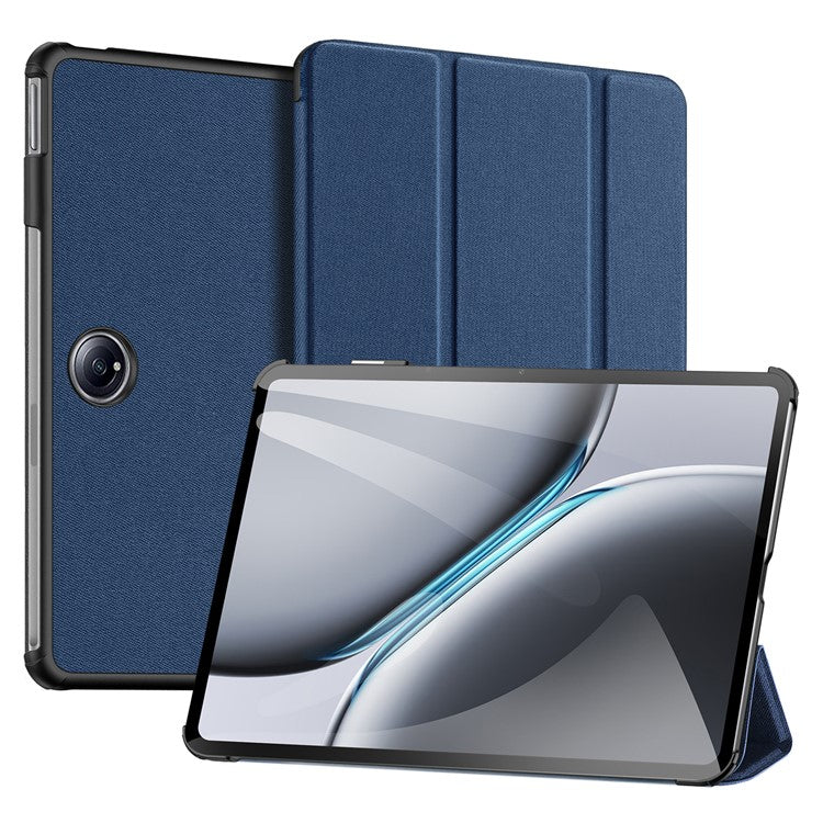 DUX DUCIS Domo Series for OnePlus Pad 2 / Pad Pro Case Tri-fold Stand PU Leather Tablet Cover - Blue