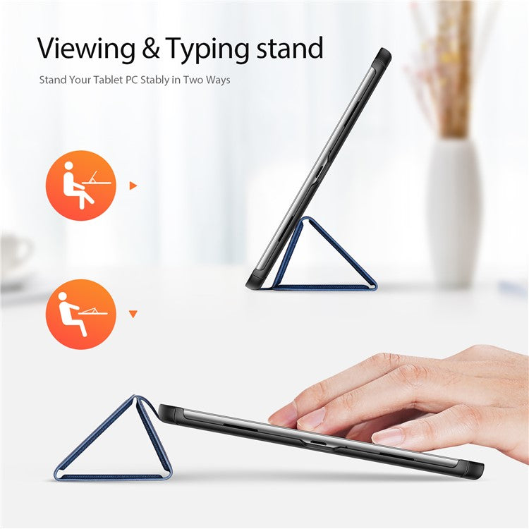 DUX DUCIS Domo Series for OnePlus Pad 2 / Pad Pro Case Tri-fold Stand PU Leather Tablet Cover - Blue