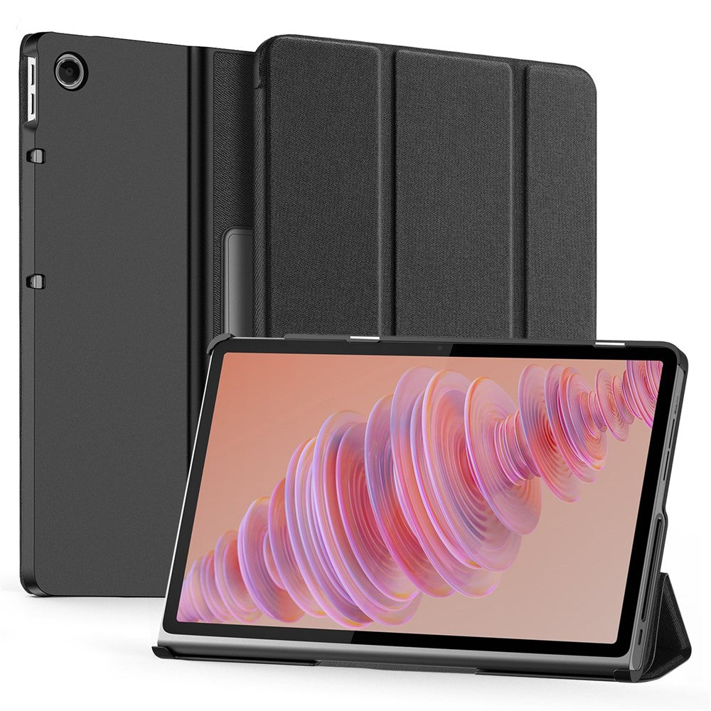DUX DUCIS Domo Series for Lenovo Tab Plus Leather Case Tri-Fold Stand Anti-Scratch Tablet Cover - Black