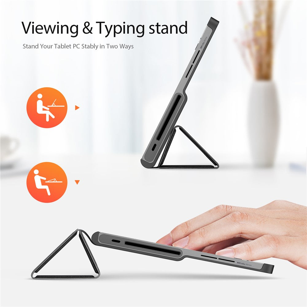 DUX DUCIS Domo Series for Lenovo Tab Plus Leather Case Tri-Fold Stand Anti-Scratch Tablet Cover - Black