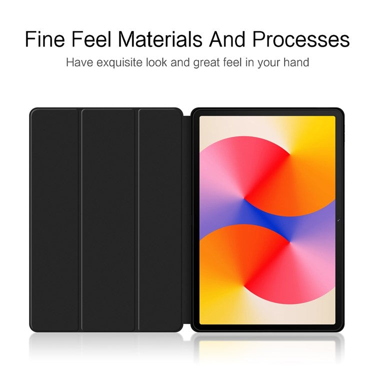For Huawei MatePad SE 11 Case PU Leather TPU Back Full Protection Trifold Stand Tablet Cover - Black