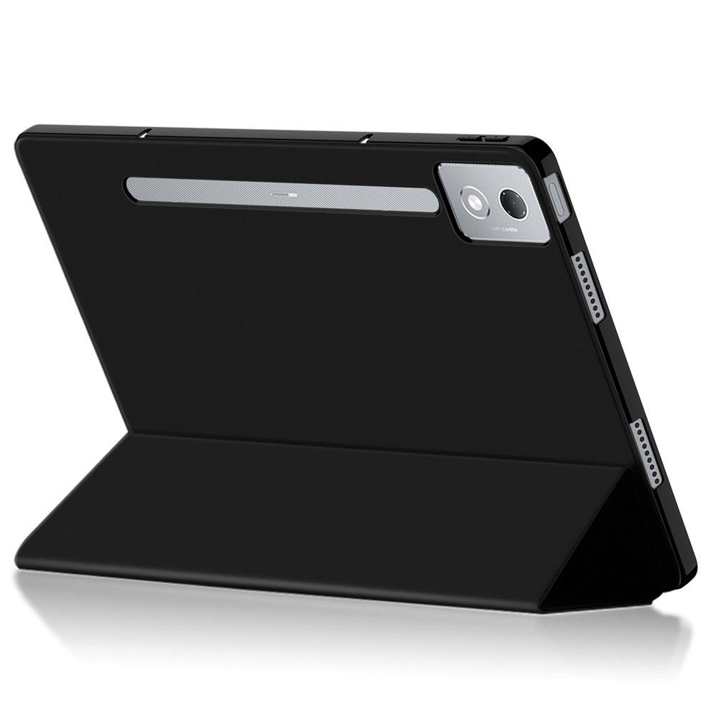 For Lenovo Xiaoxin Pad Pro 12.7 inch Case PU Leather TPU Back Trifold Stand Tablet Cover - Black