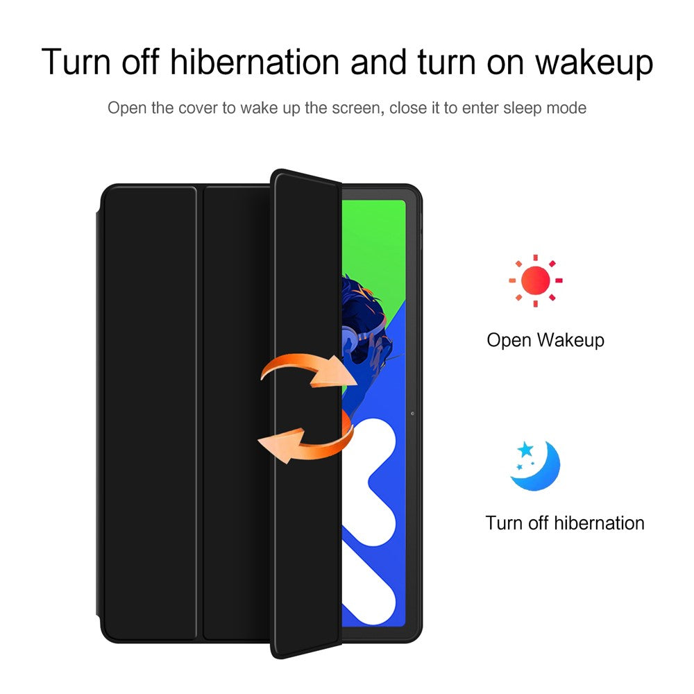 For Lenovo Xiaoxin Pad Pro 12.7 inch Case PU Leather TPU Back Trifold Stand Tablet Cover - Black