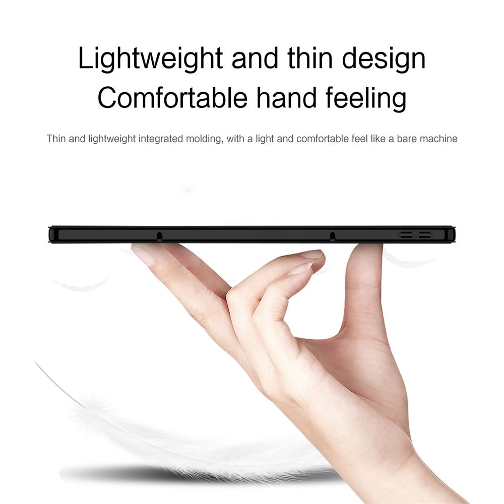 For Lenovo Xiaoxin Pad Pro 12.7 inch Case PU Leather TPU Back Trifold Stand Tablet Cover - Black
