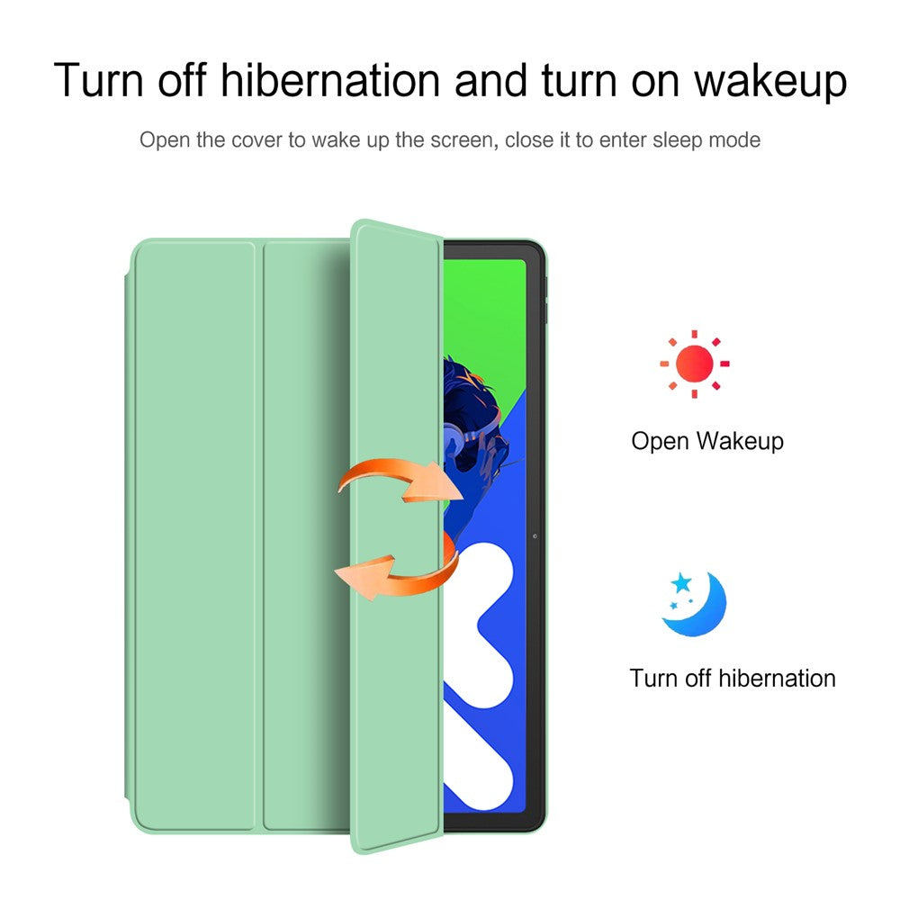 For Lenovo Xiaoxin Pad Pro 12.7 inch Case PU Leather TPU Back Trifold Stand Tablet Cover - Green