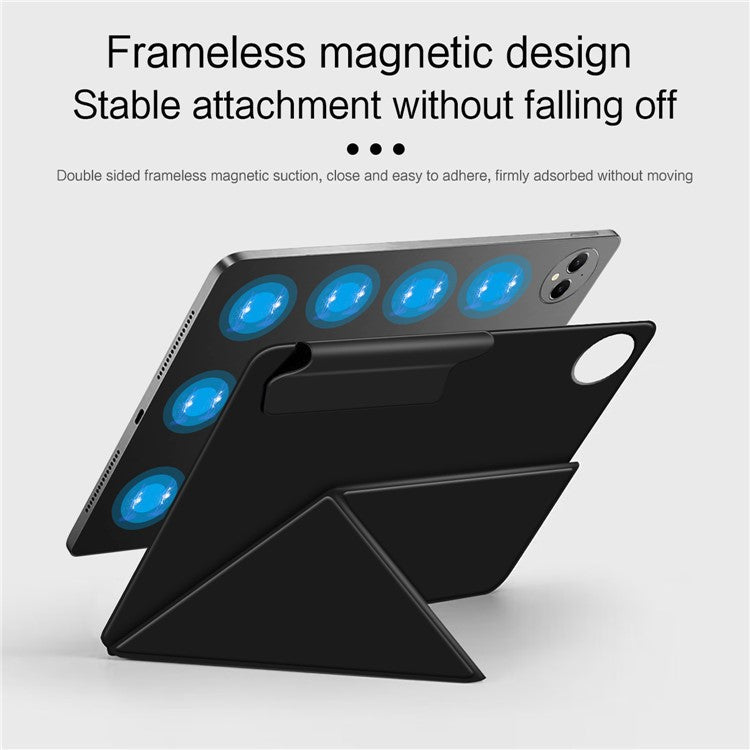 For Huawei MatePad Pro 12.2 (2024) Leather Case Origami Stand Magnetic Tablet Cover Auto Wake / Sleep - Black
