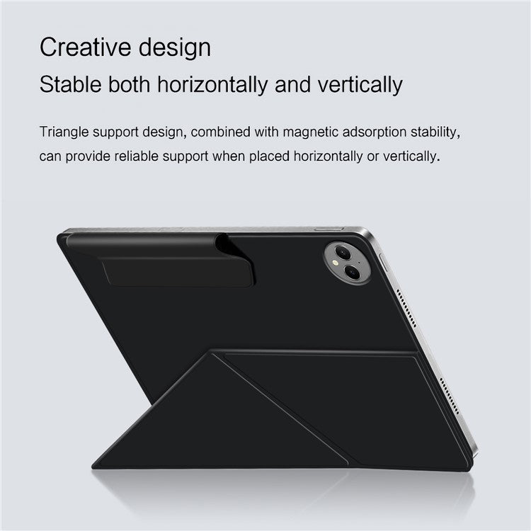 For Huawei MatePad Pro 12.2 (2024) Leather Case Origami Stand Magnetic Tablet Cover Auto Wake / Sleep - Black
