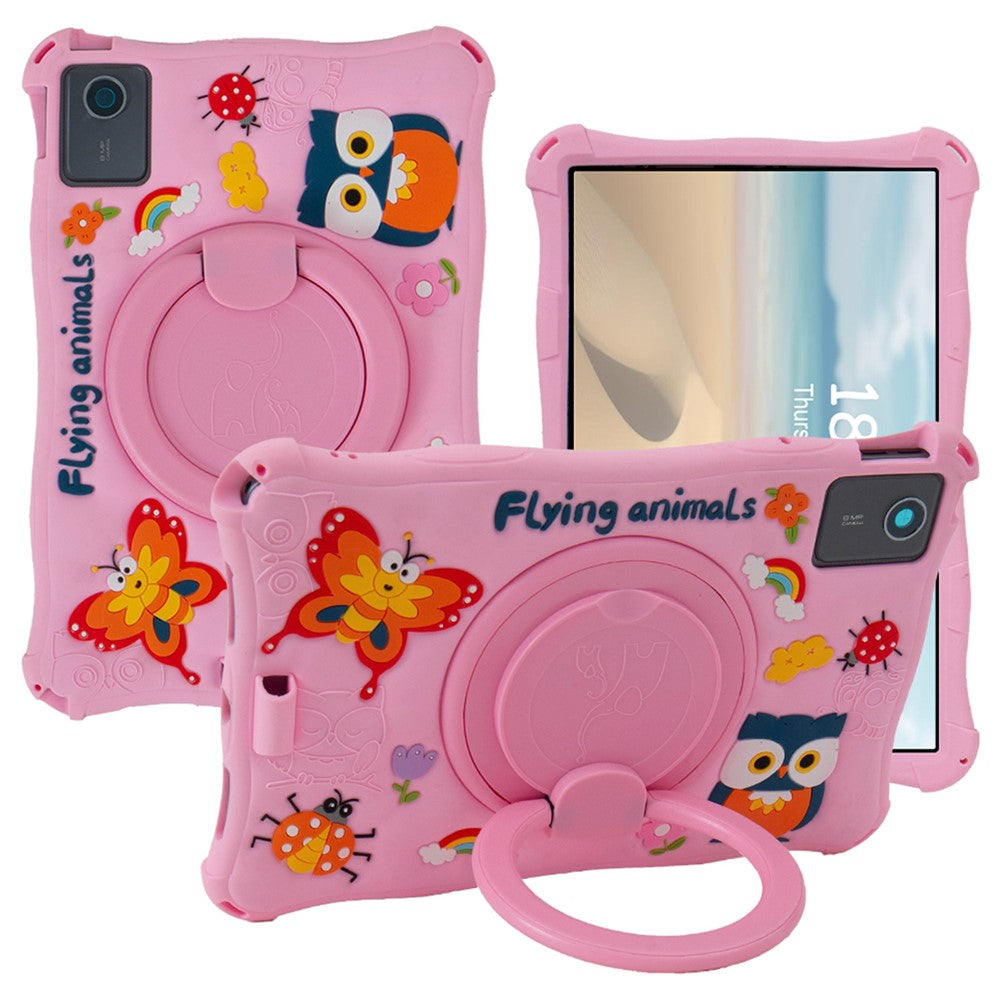 For Lenovo Tab M11 TB330FU / 331FC / Xiaoxin Pad 11 2024 Case Kickstand Cartoon Silicone Tablet Cover - Pink