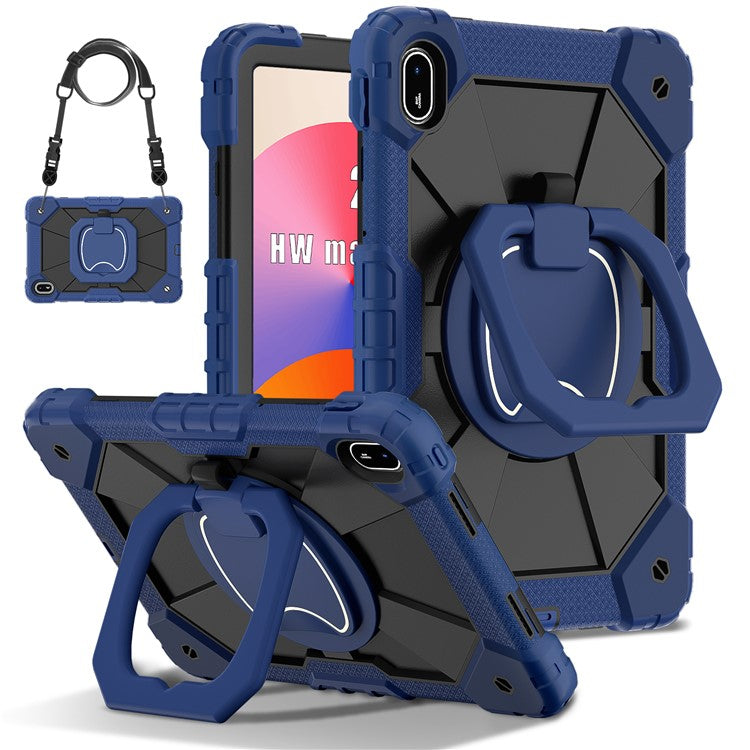 For Huawei MatePad SE 11 Kickstand Case Silicone+PC Tablet Cover - Navy Blue / Black