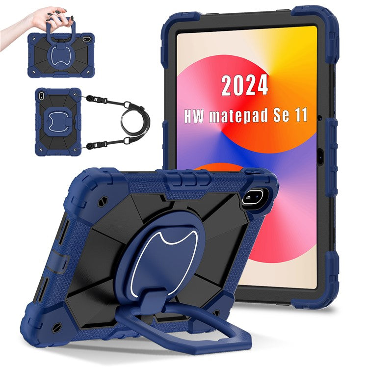 For Huawei MatePad SE 11 Kickstand Case Silicone+PC Tablet Cover - Navy Blue / Black