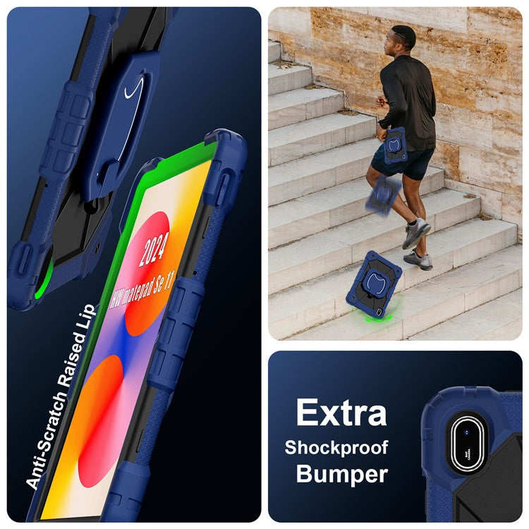 For Huawei MatePad SE 11 Kickstand Case Silicone+PC Tablet Cover - Navy Blue / Black