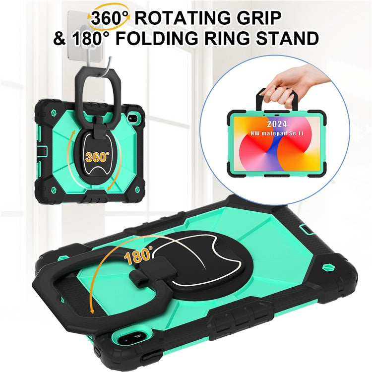 For Huawei MatePad SE 11 Kickstand Case Silicone+PC Tablet Cover - Black / Mint Green