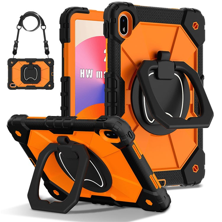 For Huawei MatePad SE 11 Kickstand Case Silicone+PC Tablet Cover - Black / Orange
