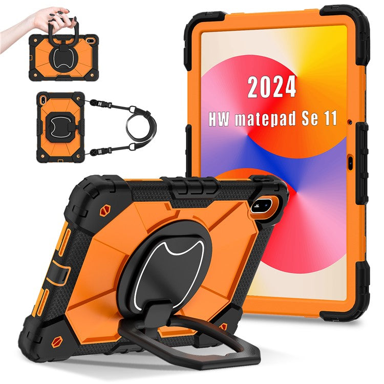 For Huawei MatePad SE 11 Kickstand Case Silicone+PC Tablet Cover - Black / Orange