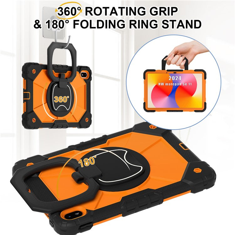 For Huawei MatePad SE 11 Kickstand Case Silicone+PC Tablet Cover - Black / Orange