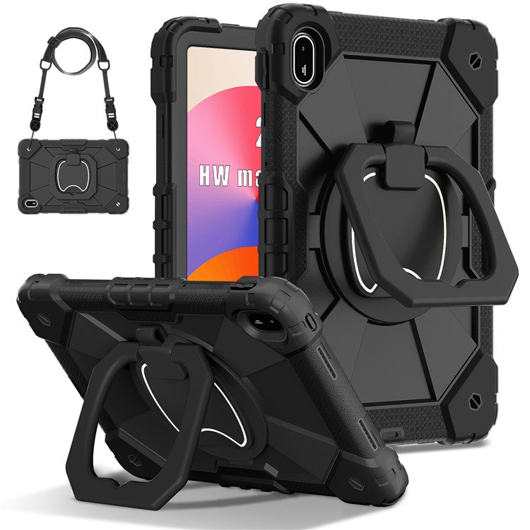 For Huawei MatePad SE 11 Kickstand Case Silicone+PC Tablet Cover - Black / Black