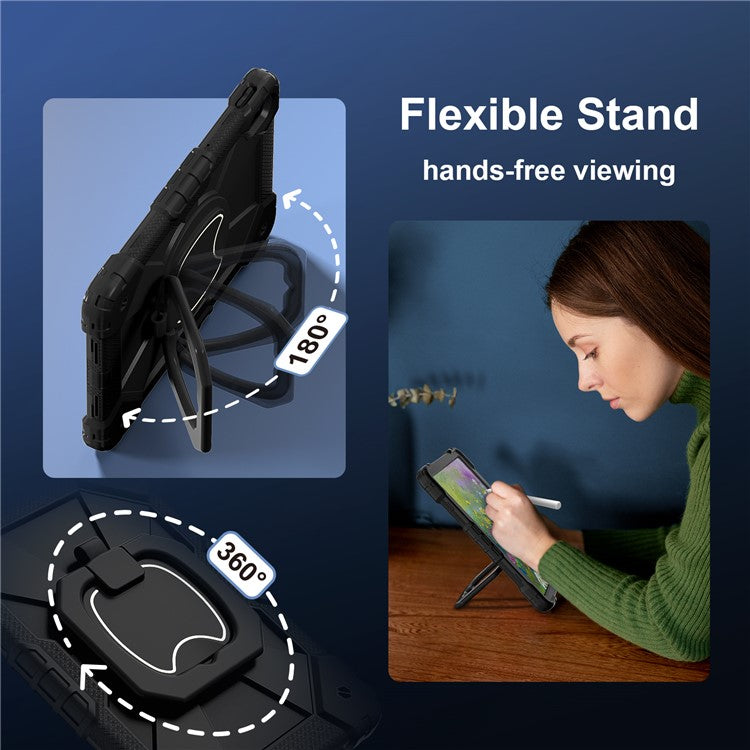 For Huawei MatePad SE 11 Kickstand Case Silicone+PC Tablet Cover - Black / Black