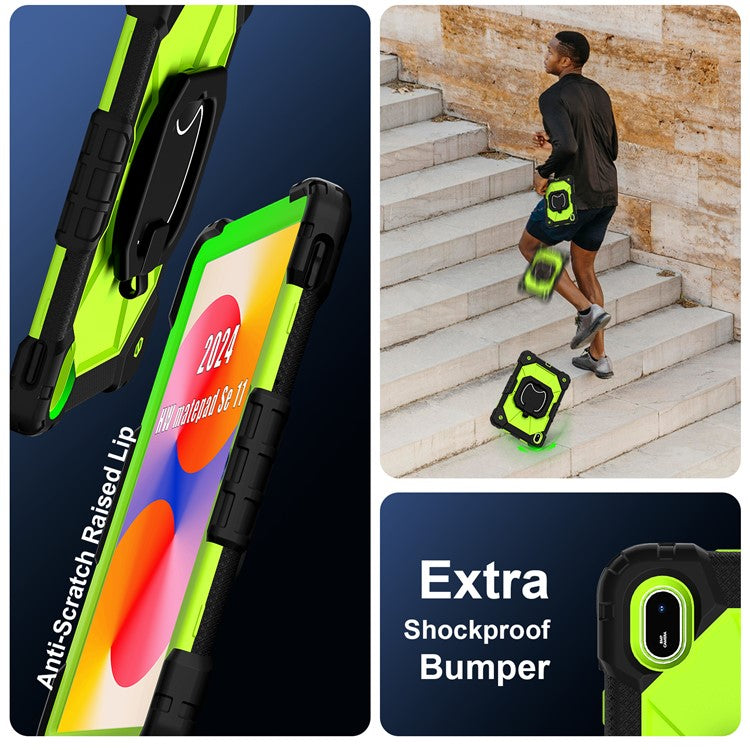 For Huawei MatePad SE 11 Kickstand Case Silicone+PC Tablet Cover - Black / Yellowgreen