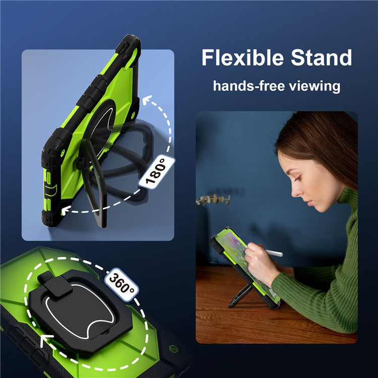 For Huawei MatePad SE 11 Kickstand Case Silicone+PC Tablet Cover - Black / Yellowgreen