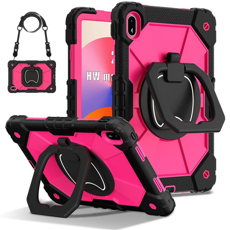For Huawei MatePad SE 11 Kickstand Case Silicone+PC Tablet Cover - Black / Rose