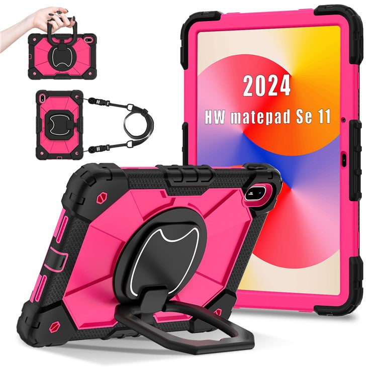 For Huawei MatePad SE 11 Kickstand Case Silicone+PC Tablet Cover - Black / Rose