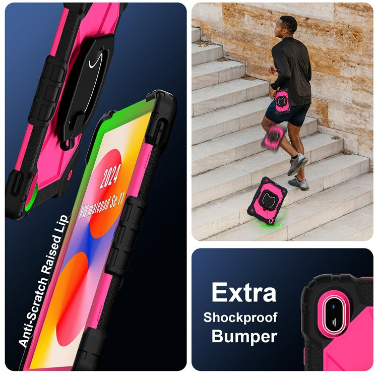For Huawei MatePad SE 11 Kickstand Case Silicone+PC Tablet Cover - Black / Rose