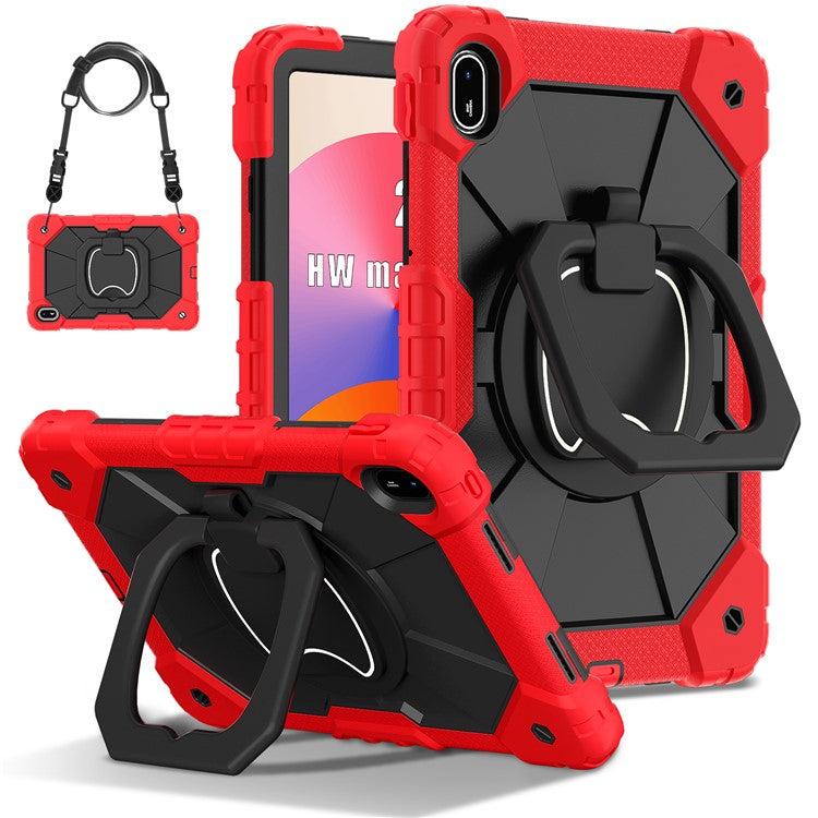 For Huawei MatePad SE 11 Kickstand Case Silicone+PC Tablet Cover - Red / Black