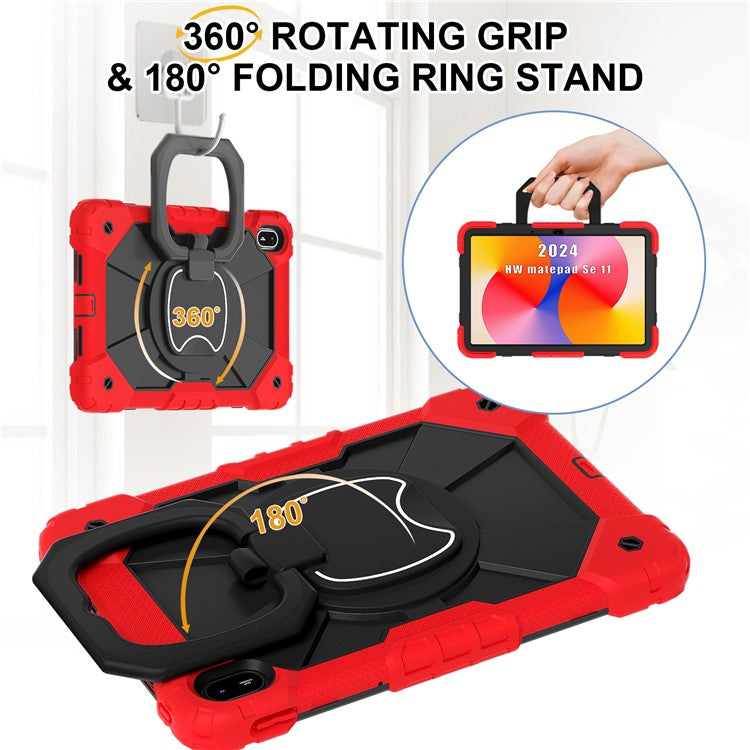 For Huawei MatePad SE 11 Kickstand Case Silicone+PC Tablet Cover - Red / Black