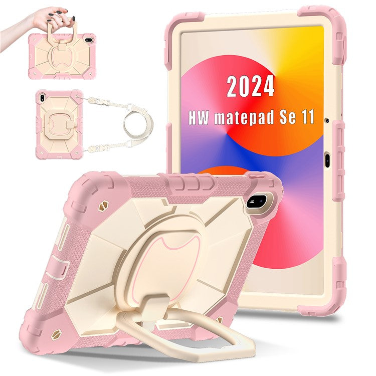For Huawei MatePad SE 11 Kickstand Case Silicone+PC Tablet Cover - Rose Gold