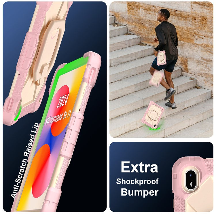 For Huawei MatePad SE 11 Kickstand Case Silicone+PC Tablet Cover - Rose Gold