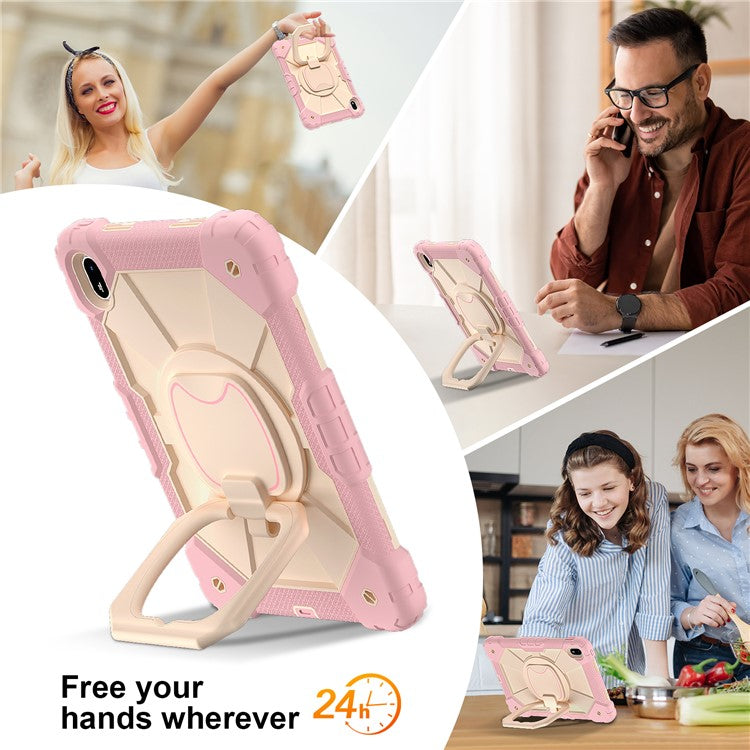 For Huawei MatePad SE 11 Kickstand Case Silicone+PC Tablet Cover - Rose Gold